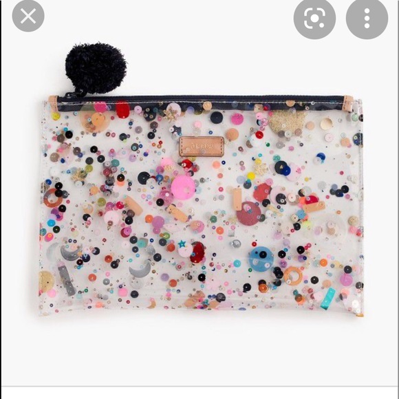 ISO!!!!! J. Crew Confetti Clear Zipper Pouch Bag - Picture 2 of 4